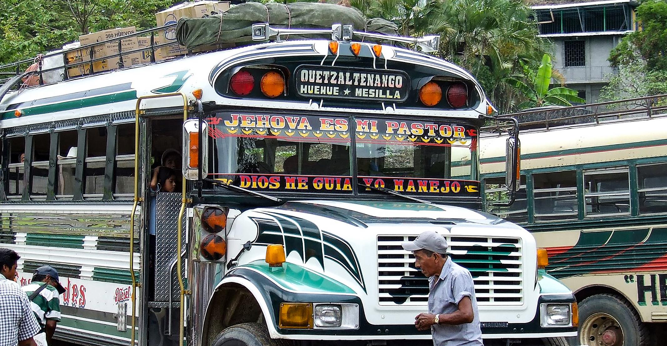 Bus a la frontera mexicana La Mesilla, Huehuetenango, Guatemala