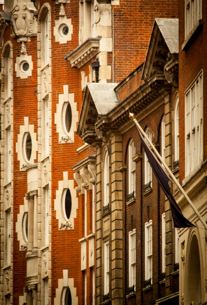 Las fachadas ciudad de Londres, UK