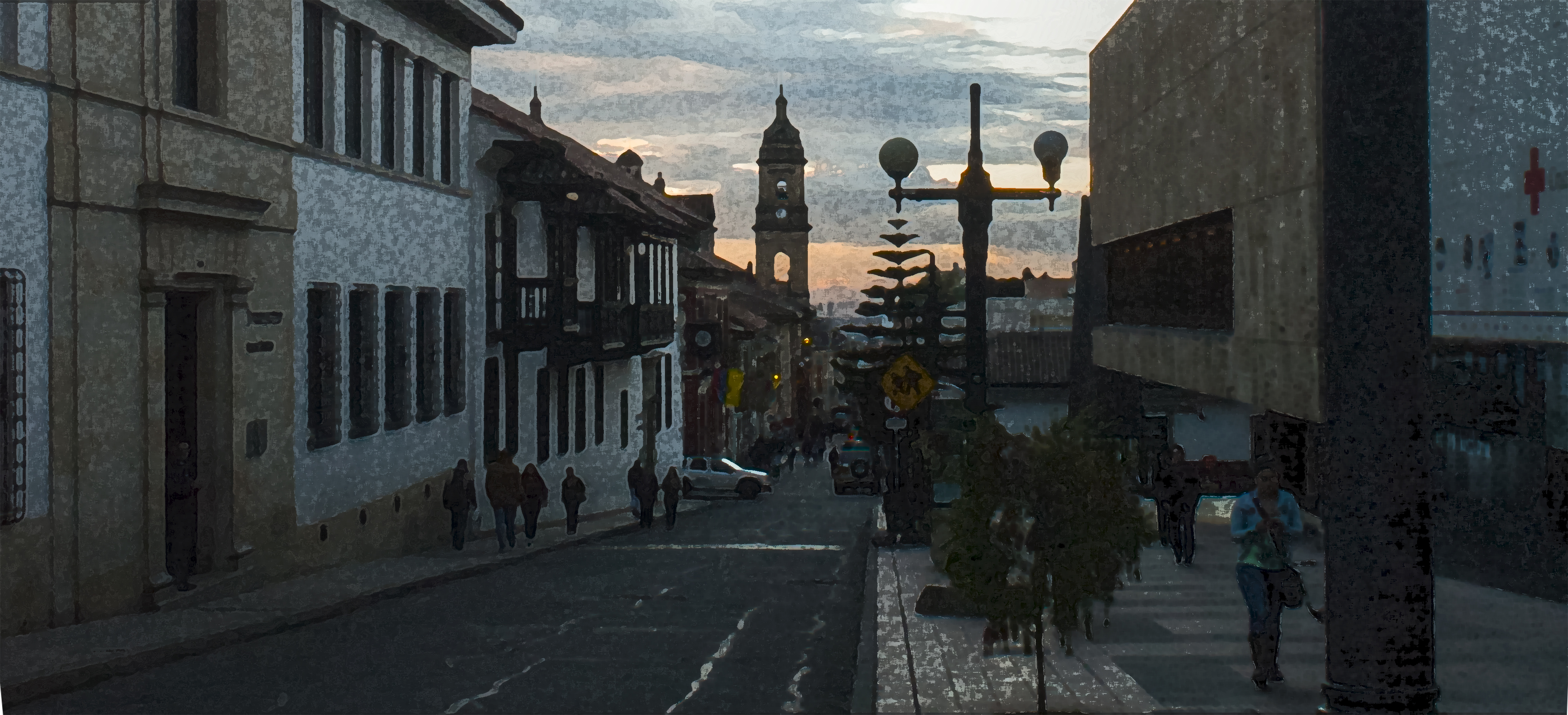 Crepúsculo en la ciudad Bogotá, Colombia